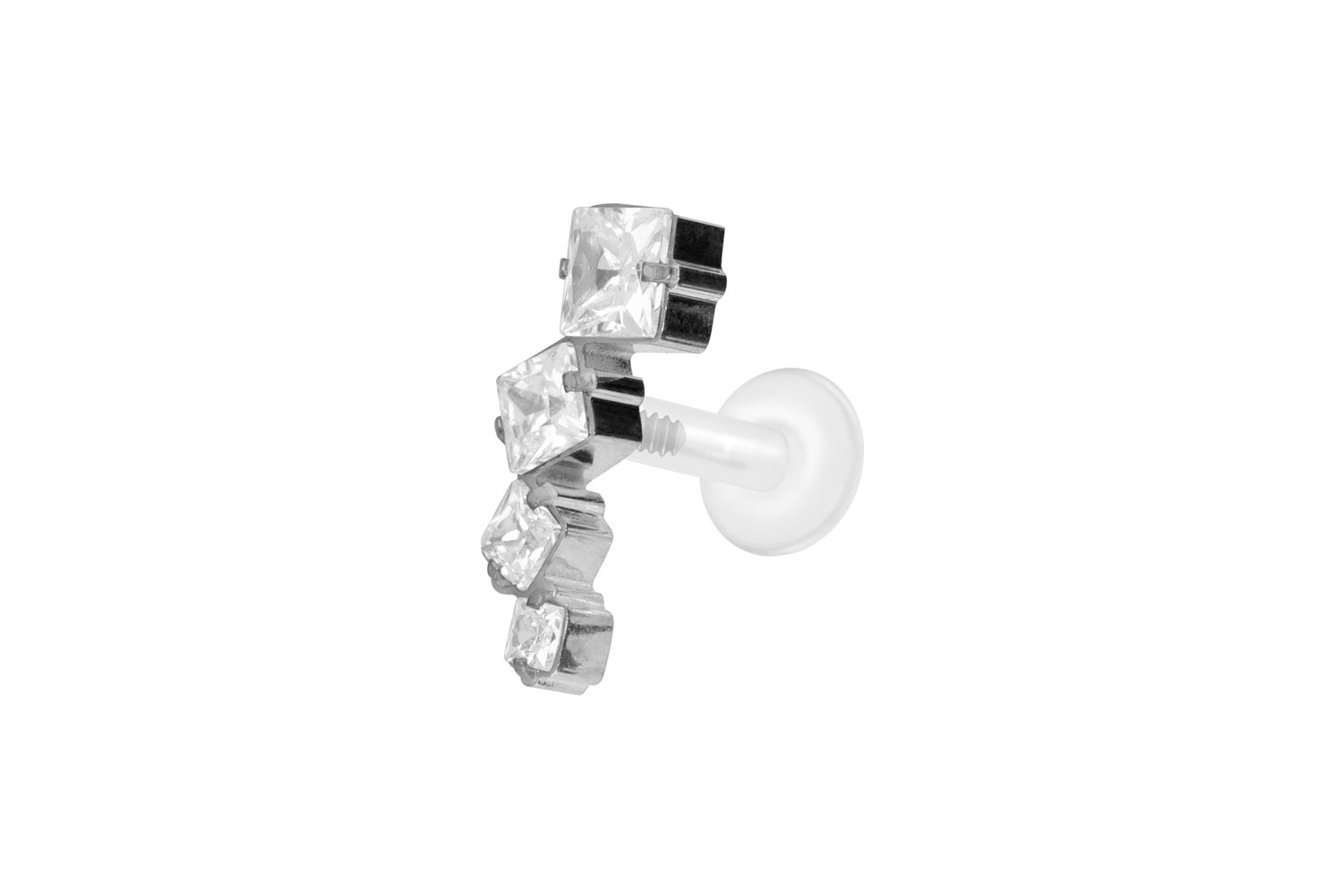 PTFE Labret Piercing mit Innengewinde + Titan-Aufsatz KRISTALLBOGEN